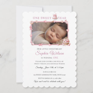 Pink Donut & Candy Theme Birthday Invite