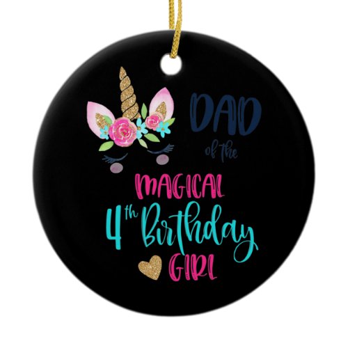 Pink Donut Dad Of The Birthday Girl Bday Party Ceramic Ornament