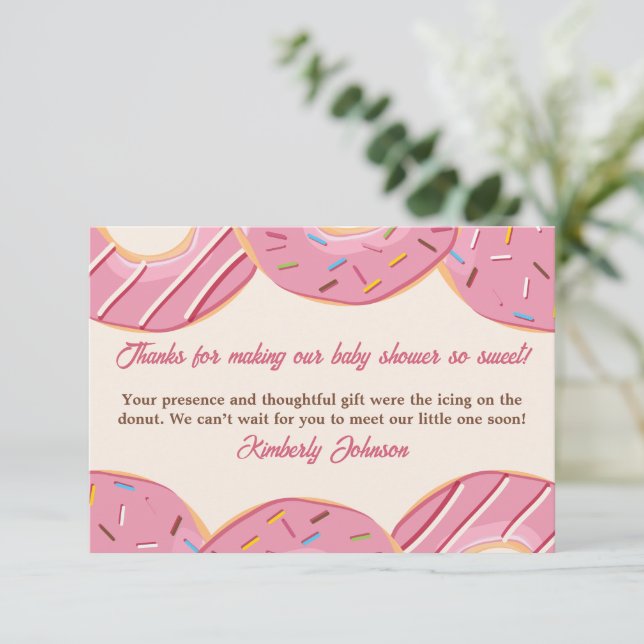 Pink Donut Delight  Thank You Card (Standing Front)
