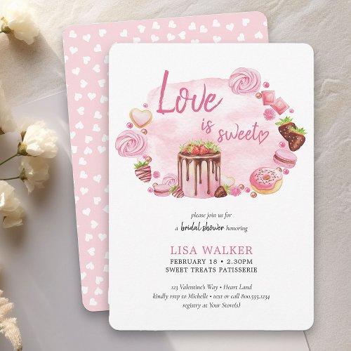 Pink Donut Desserts Valentine Bridal Shower Invitation