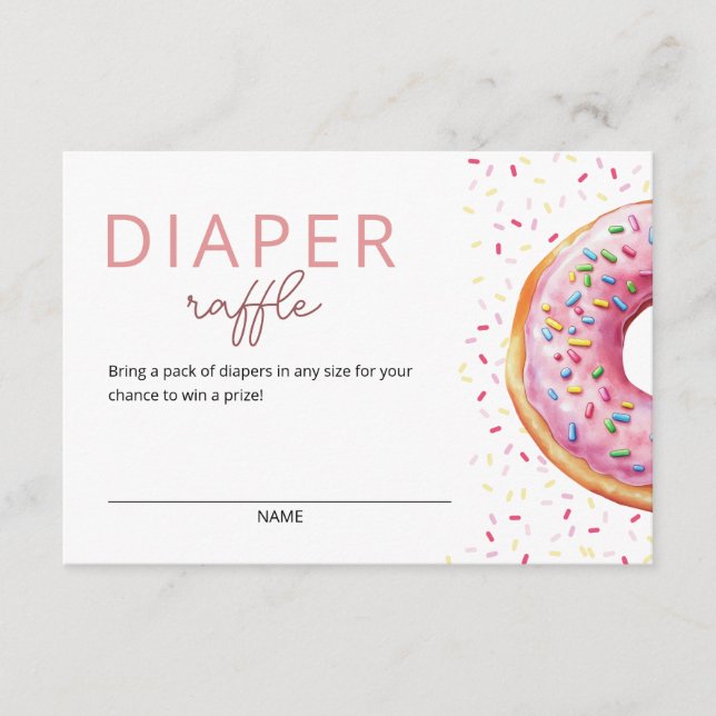 Pink Donut Diaper Raffle Enclosure Card (Front)