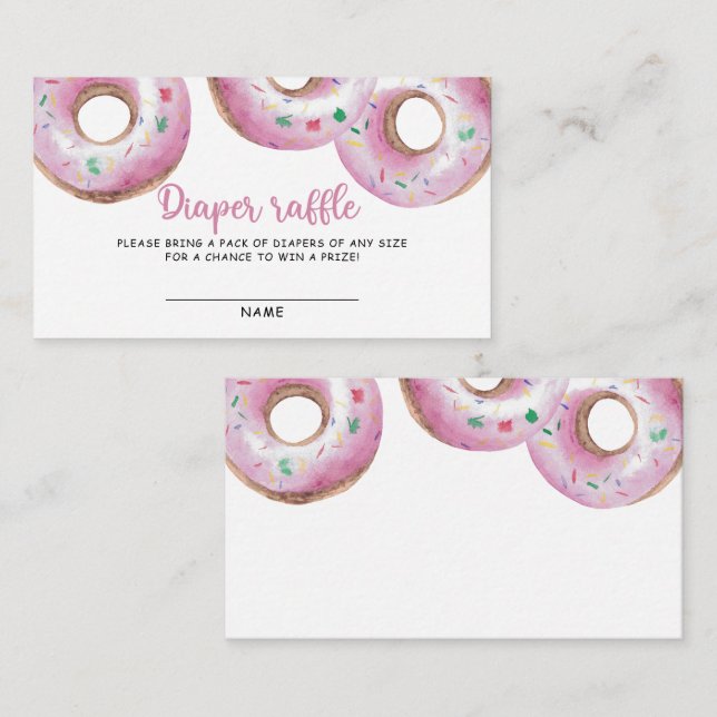 Pink Donut diaper raffle game baby shower Enclosure Card (Front/Back)