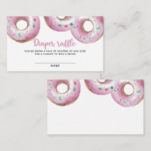 Pink Donut diaper raffle game baby shower Enclosure Card