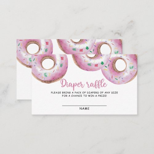 Pink Donut diaper raffle game baby shower Enclosure Card