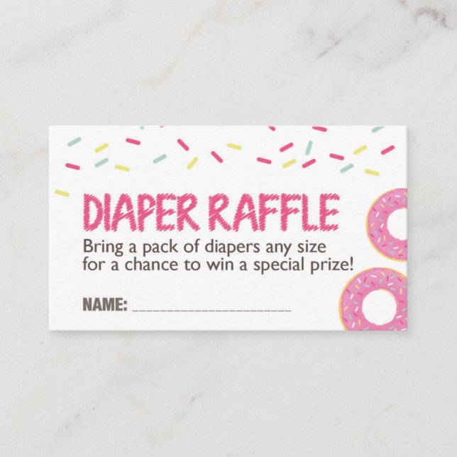 Pink Donut Diaper Raffle Ticket Enclosure Card (Front)