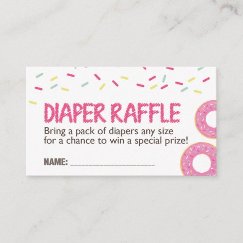 Pink Donut Diaper Raffle Ticket Enclosure Card