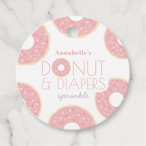 Pink Donut  Diapers Baby Sprinkle Girl Favor Tags