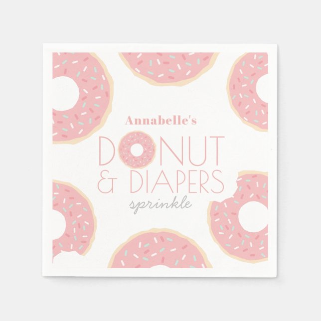 Pink Donut & Diapers Baby Sprinkle Girl Napkins (Front)