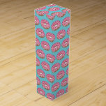 Pink Donut Doughnut Birthday Party Breakfast Wine Box<br><div class="desc">Design features an original marker illustration of a pink frosted donut with sprinkles,  with pink and teal blue accents. Ideal for a baby shower,  birthday party,  or breakfast or brunch. Don't see what you're looking for? Need help with customization? Contact Rebecca to have something designed just for you.</div>
