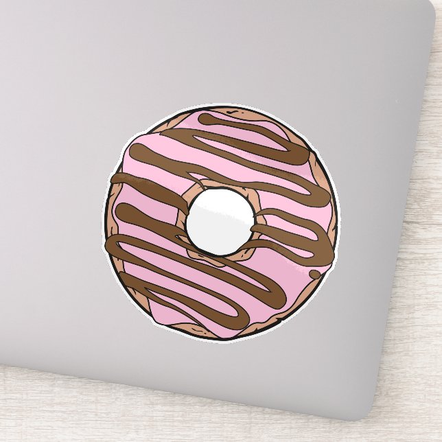 Pink Donut, Doughnut, Chocolate, Icing, Frosting Sticker (Detail)