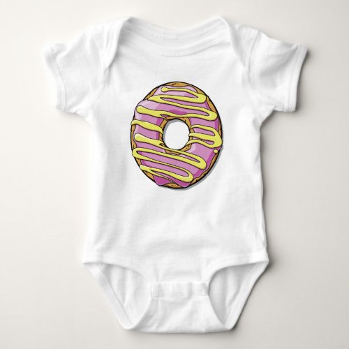 Pink Donut Doughnut Frosting Icing Glaze Baby Bodysuit