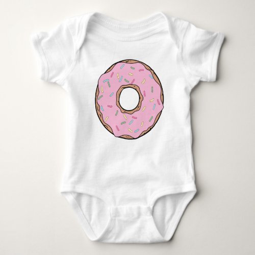 Pink Donut Doughnut Frosting Icing Sprinkles Baby Bodysuit