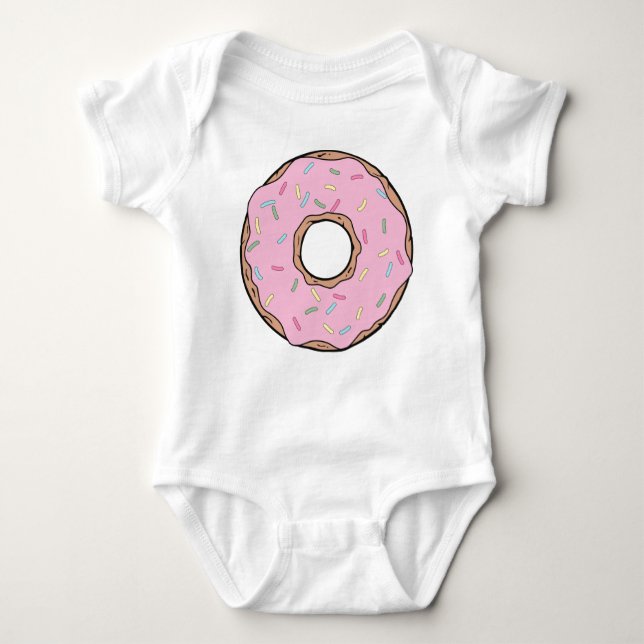 Pink Donut, Doughnut, Frosting, Icing, Sprinkles Baby Bodysuit (Front)