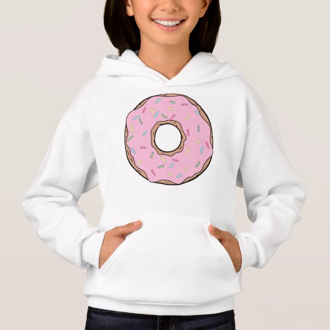 Pink Donut, Doughnut, Frosting, Icing, Sprinkles Hoodie (Front)