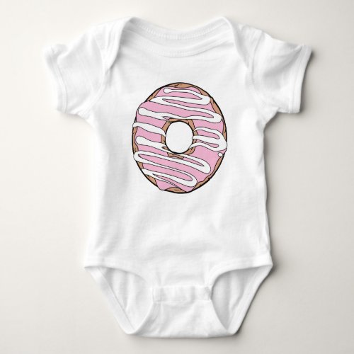 Pink Donut Doughnut Glaze Icing Frosting Baby Bodysuit