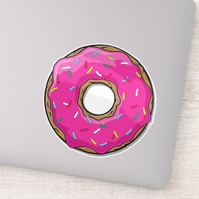 Pink Donut, Doughnut, Icing, Sprinkles, Frosting Sticker (Detail)