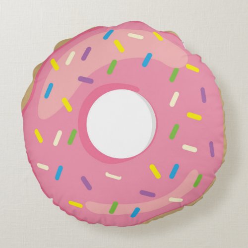 Pink Donut Doughnut Round Pillow