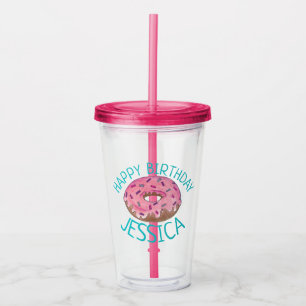 Pink Donut Doughnut Sprinkles Frosting Foodie Acrylic Tumbler