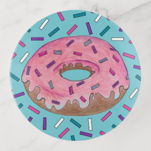 Pink Donut Doughnut Sprinkles Frosting Foodie Trinket Tray