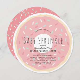 Pink Donut Drive-by Baby Sprinkle Shower Circle Invitation