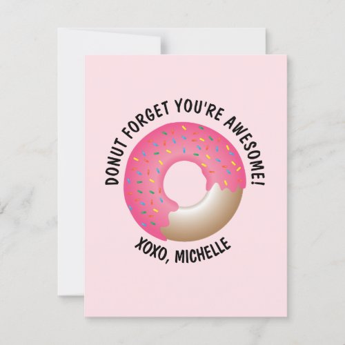 Pink Donut forget youre awesome XOXO Valentines Card