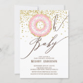 Pink Donut Oh Baby Girls Baby Shower Invitation (Front)