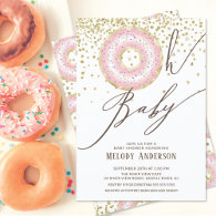 Pink Donut Oh Baby Girls Baby Shower Invitation