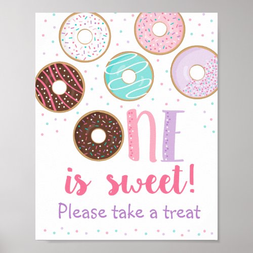 Pink Donut One Is Sweet Birthday Treat Sign