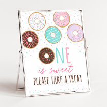 Pink Donut One Is Sweet Birthday Treat Sign