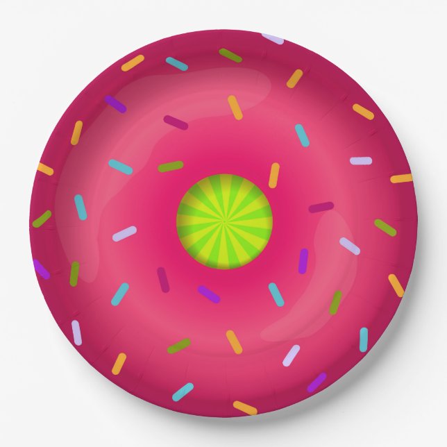 Pink donut paper plates (Front)