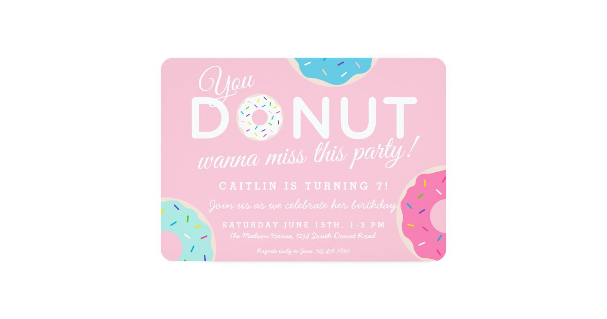 Pink Donut Party Invitation Donut Birthday Party Zazzle Com