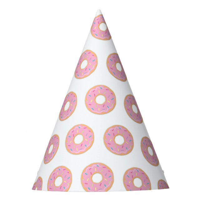 Pink Donut Rainbow Sprinkles Birthday Party Hat (Front)