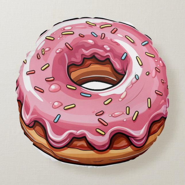 Pink Donut Round Pillow (Front)