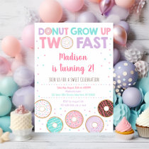 Pink Donut Second Birthday Invitation