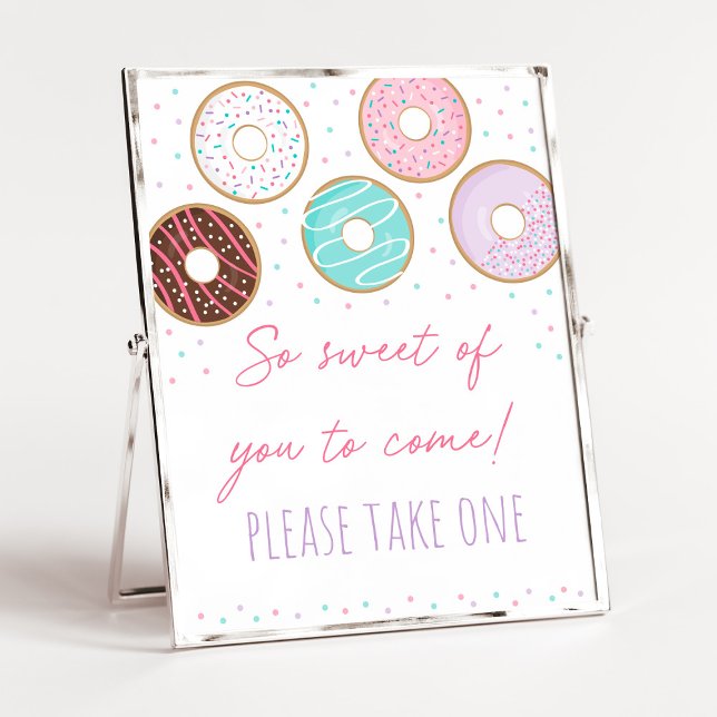 Pink Donut So Sweet Birthday Favor Sign (Creator Uploaded)