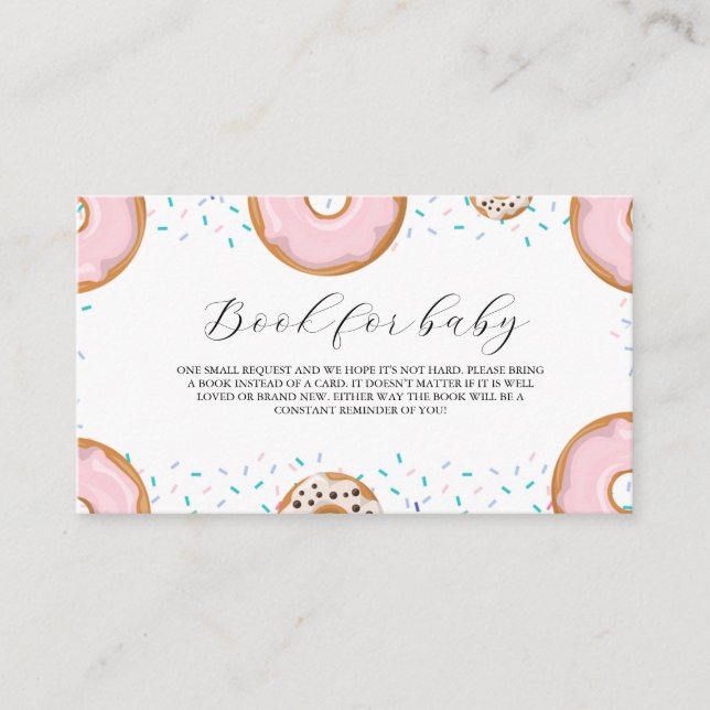 Pink Donut Sprinkle Baby Shower Book Request Enclosure Card (Front)