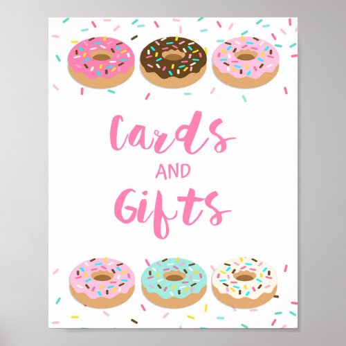 Pink Donut Sprinkle Cards  Gifts Sign