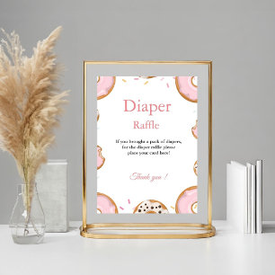 Pink Donut Sprinkle Diaper Raffle Baby Shower Game Poster