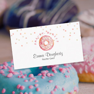 Pink Donut Sprinkle Watercolor Bakery Pastry Chef Business Card