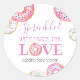 Pink Donut Sprinkled with Twice the Love Twin Fav Classic Round Sticker