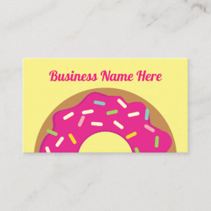 Pink donut sprinkles bakery business card template