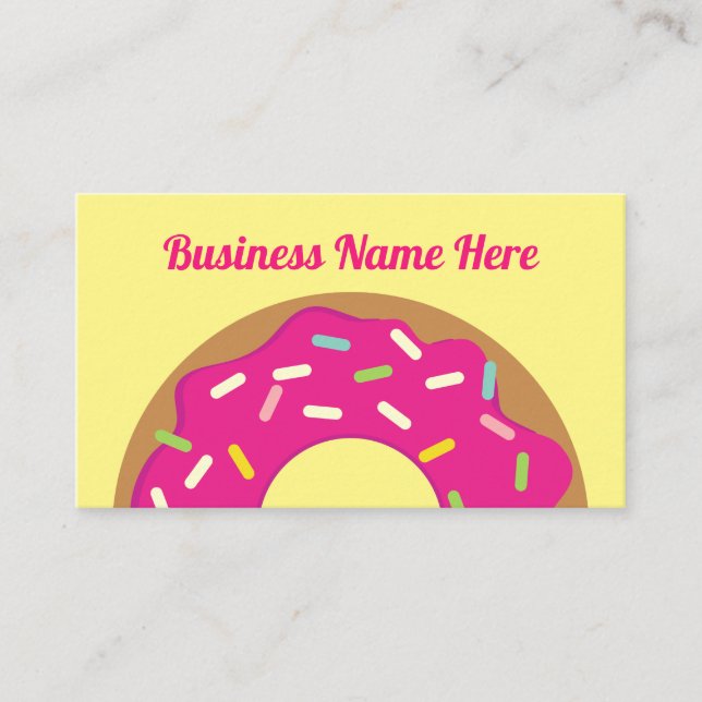 Pink donut sprinkles bakery business card template (Front)