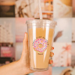 Pink Donut Sprinkles Fun Quote Cute Add Name Acrylic Tumbler<br><div class="desc">This cute design was created using my hand painted watercolor donut with pink icing and colorful sprinkles. It features a fun inspirational quote that is a donut pun that reads "donut stop believin'!" that can be changed to any text you like and there is a spot to add your name...</div>