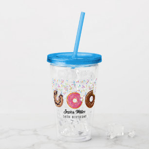 Pink Donut Sprinkles Fun Quote Cute Add Name Acrylic Tumbler