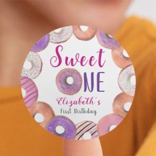 Pink Donut Sweet One First Birthday Custom Classic Round Sticker
