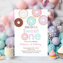 Pink Donut Sweet One First Birthday Invitation