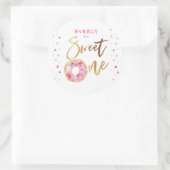 Pink Donut Sweet One Girls Birthday Party Classic Round Sticker (Bag)