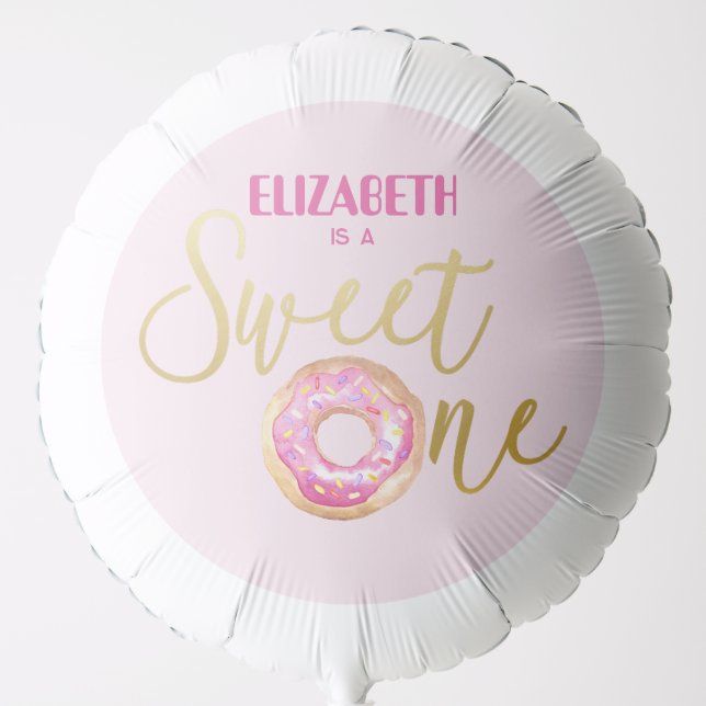 Pink Donut Sweet One Party Decor Balloon (Front)