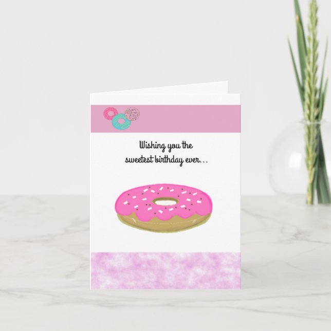 Pink Donut Sweetest Birthday Ever Card (Front)