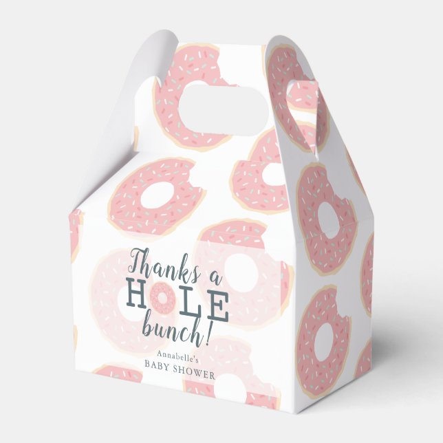 Pink Donut Thank You Baby Shower Gift Favor Box (Front Side)
